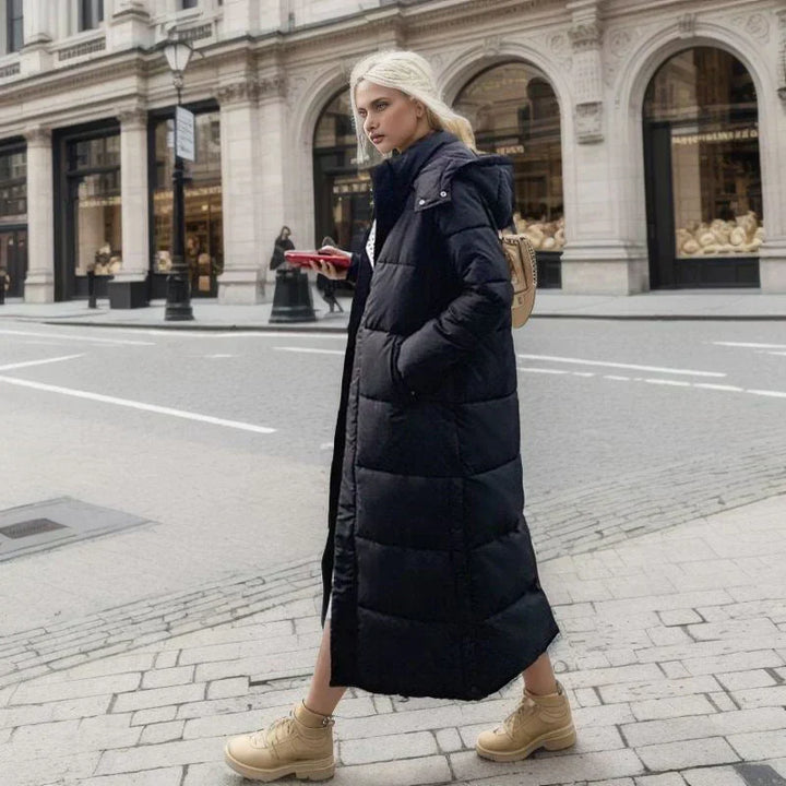 Długa damska zimowa kurtka - Isabella-Czarny-S-Trend Polska