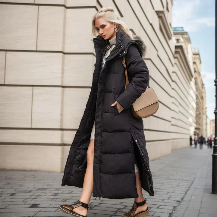 Długa damska zimowa kurtka - Isabella-Czarny-S-Trend Polska