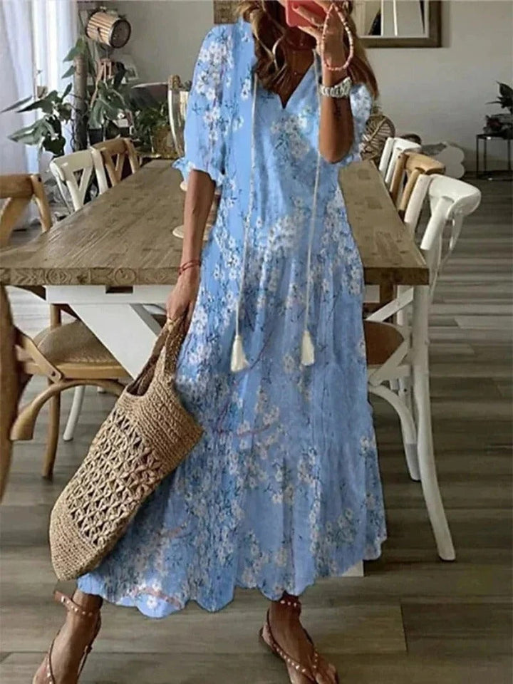 Długa sukienka Boho - Luna-Niebo niebieskie-S-Trend Polska