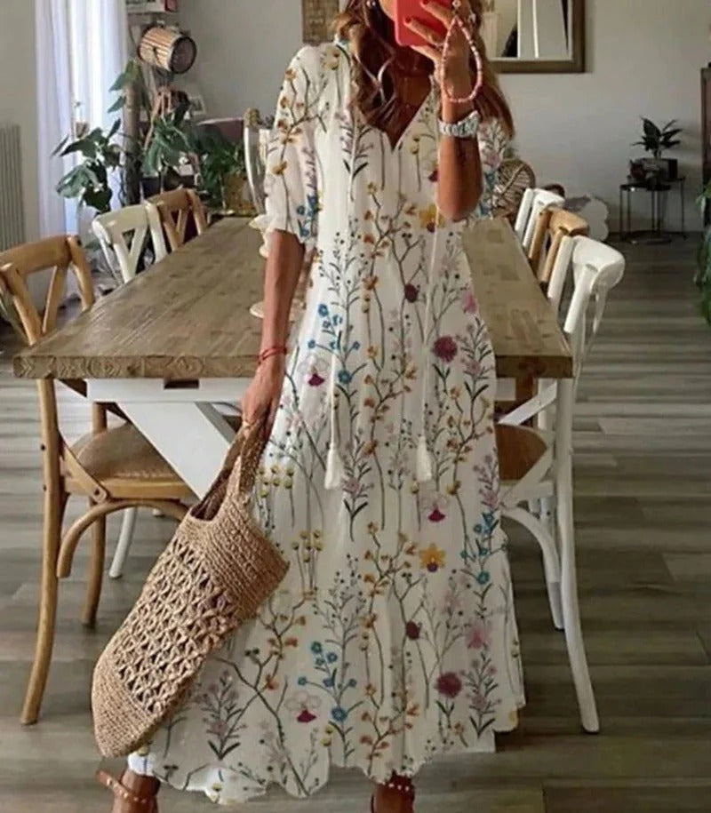 Długa sukienka Boho - Luna-Wielokolorowy-S-Trend Polska