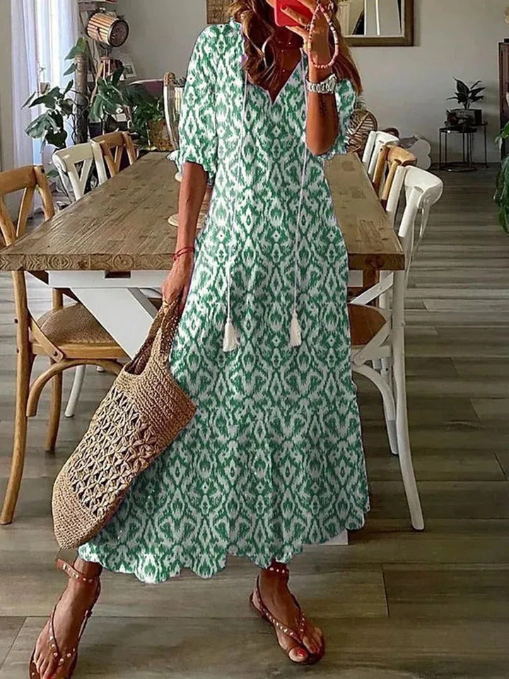 Długa sukienka Boho - Luna-Zielony-S-Trend Polska