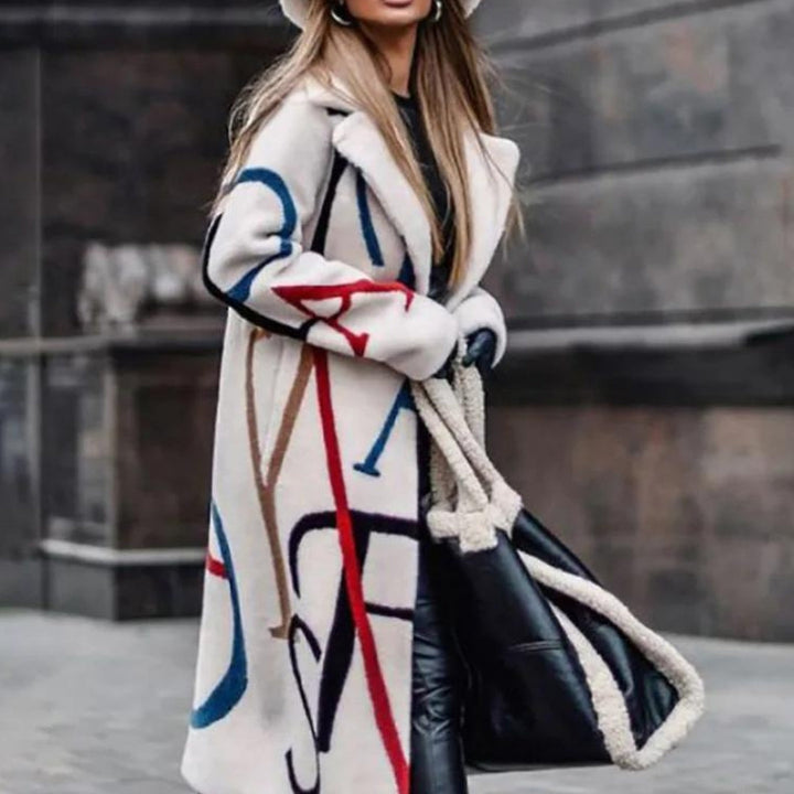 Długi Ciepły Damski Płaszcz Zimowy - Sofia-Biały-S-Trend Polska