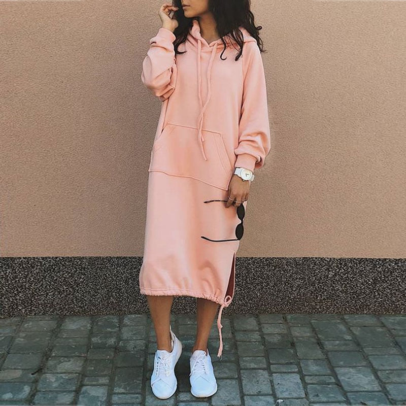 Długi hoodie z europejskimi i amerykańskimi wpływami - Felina-Czarny-S-Trend Polska