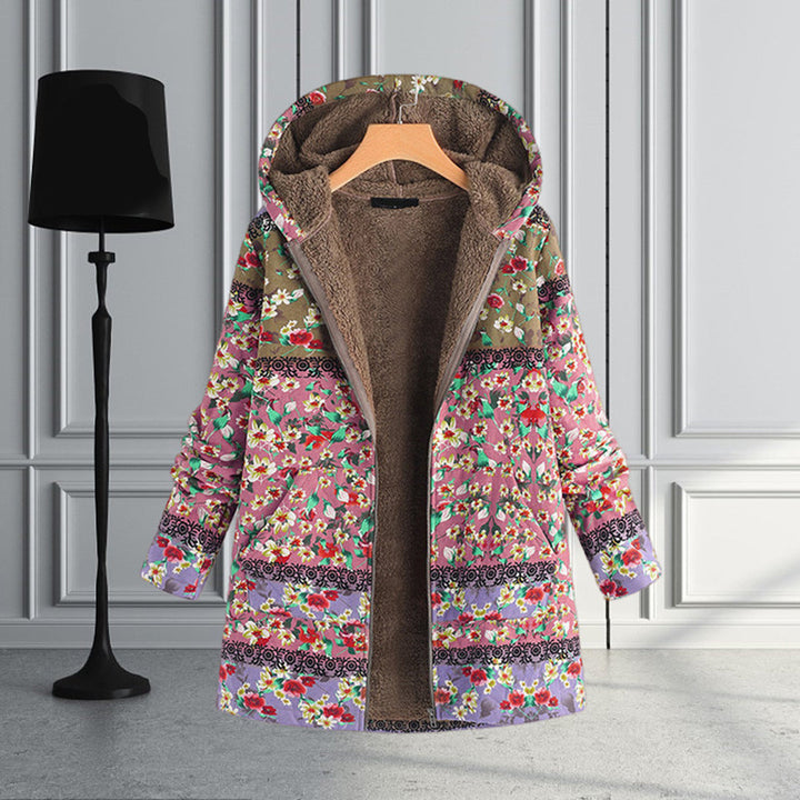 Długi Płaszcz Damski Teddy z Kapturem - Seraphina-Niebieski-S-Trend Polska