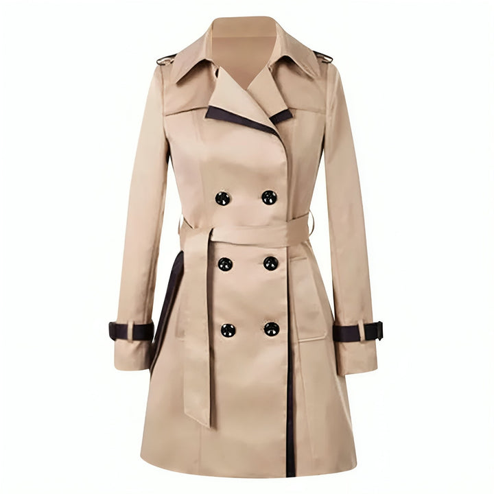 Długi płaszcz trench dla kobiet - Sophie-Khaki-S-Trend Polska