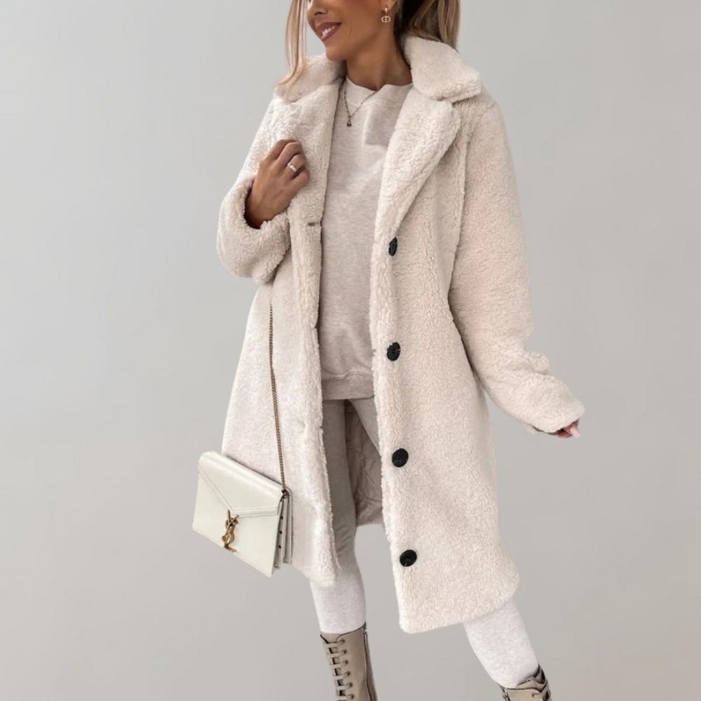 Długi Teddy Płaszcz dla Kobiet - Elodie-Morela-S-Trend Polska