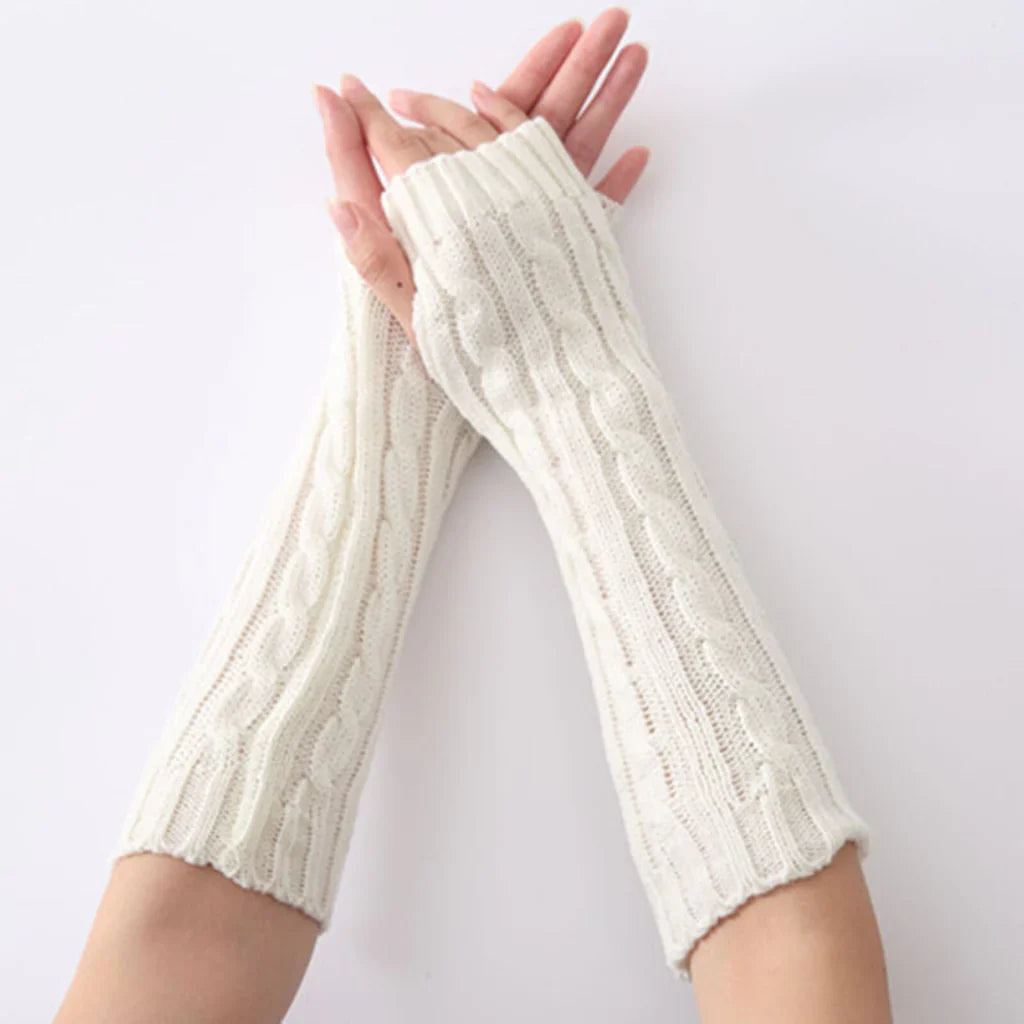 Długie bezpalcowe dzianinowe rękawiczki - FlexiWarm-Różowy-1-Trend Polska