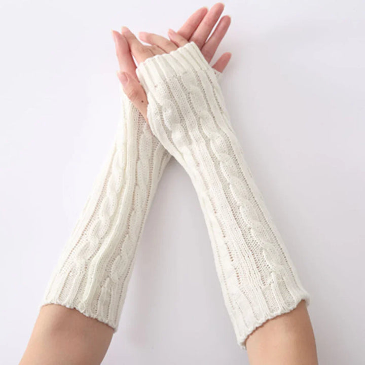 Długie bezpalcowe dzianinowe rękawiczki - FlexiWarm-Różowy-1-Trend Polska
