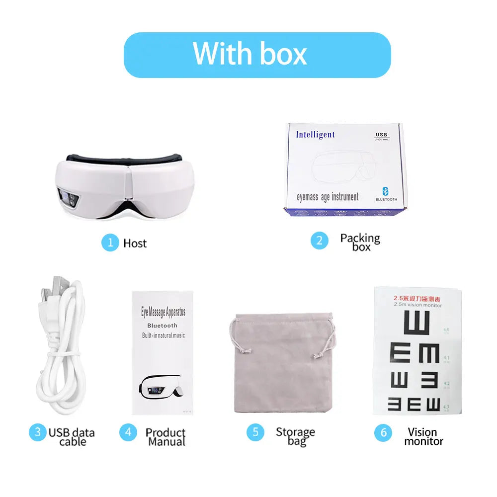 URZĄDZENIE DO MASAŻU OCZU - CIŚNIENIE POWIETRZA, WIBRACJE I CIEPŁA KOMPRESJA Z MUZYKĄ BLUETOOTH