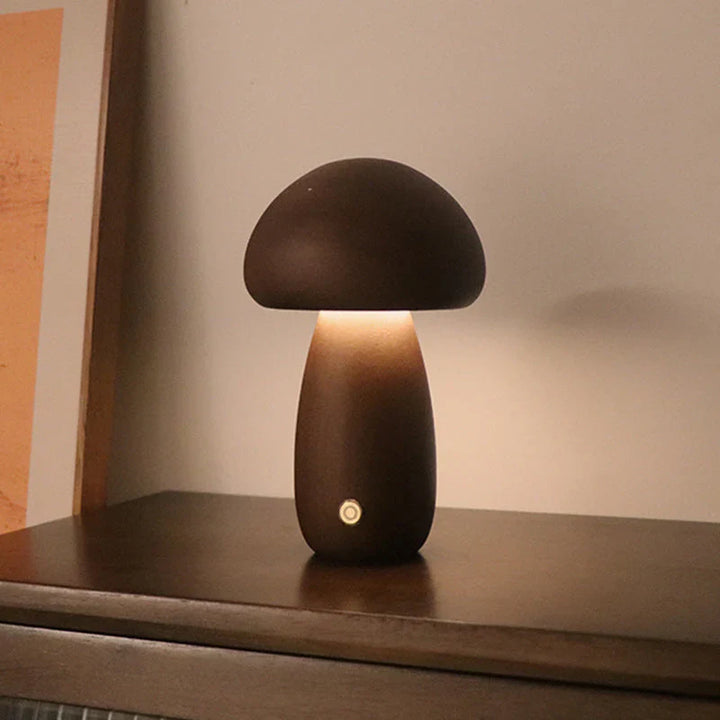 Drewniana grzyb LED lampka nocna - GlowShroom-B-Kolor orzechowy-Trend Polska