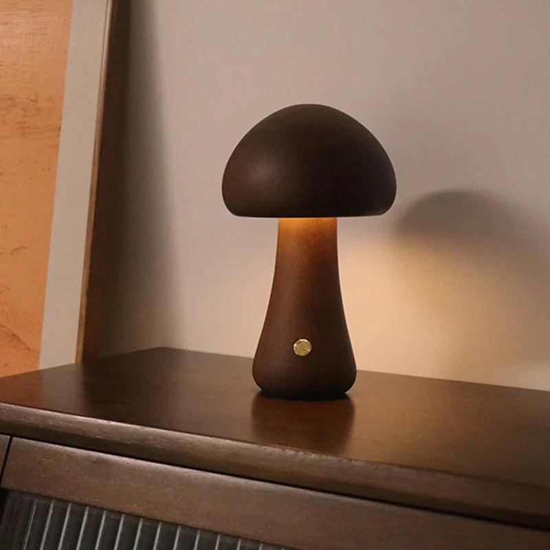 Drewniana grzyb LED lampka nocna - GlowShroom-A-Kolor orzechowy-Trend Polska