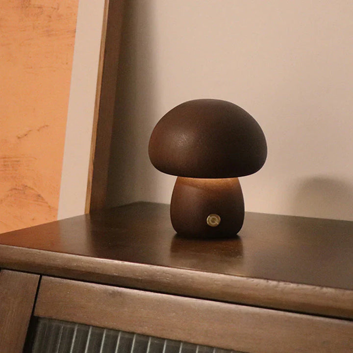Drewniana grzyb LED lampka nocna - GlowShroom-A-Kolor orzechowy-Trend Polska