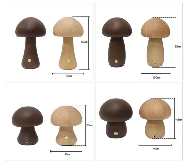 Drewniana grzyb LED lampka nocna - GlowShroom-A-Kolor orzechowy-Trend Polska
