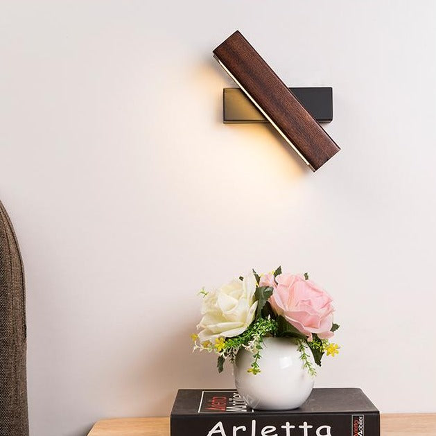 Drewniana lampa ścienna LED z funkcją obrotu - Twilight Pivot-Ciemne Drewno-Klein - 21 x 5 cm-Trend Polska