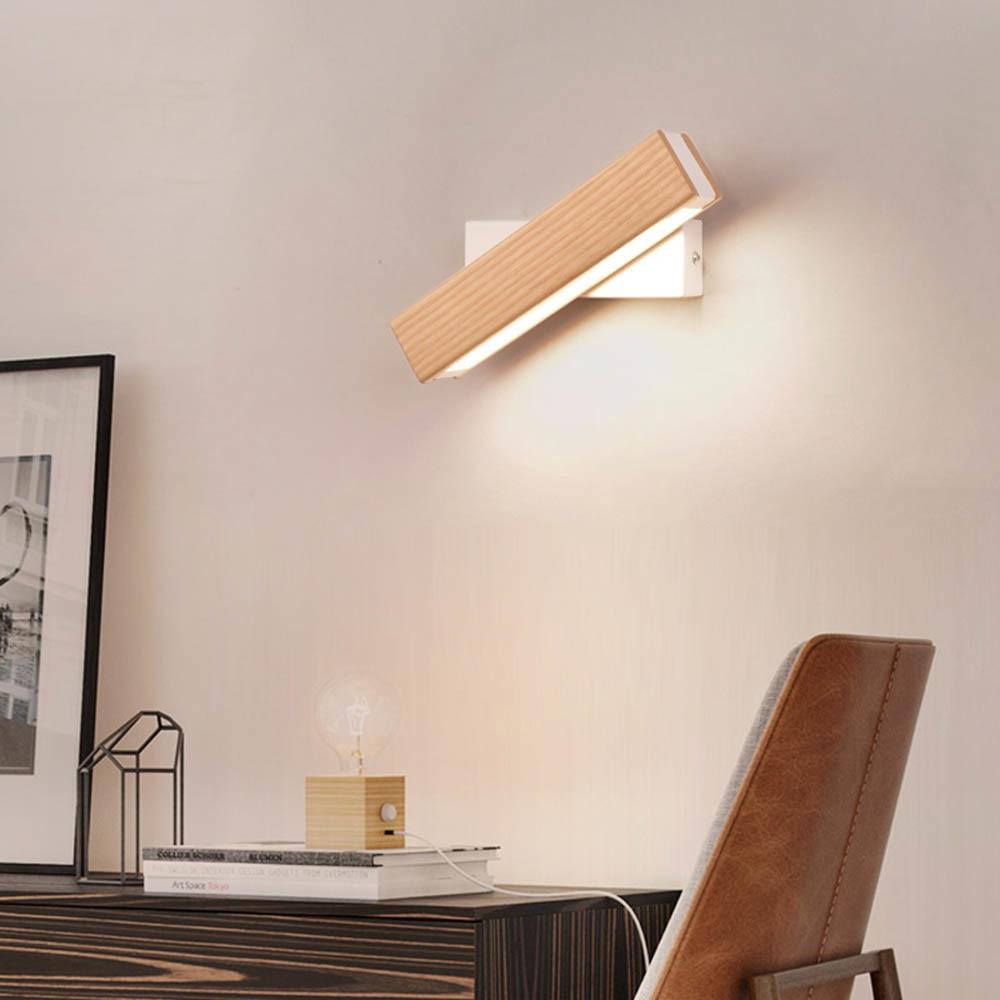 Drewniana lampa ścienna LED z funkcją obrotu - Twilight Pivot-Jasne drewno-Klein - 21 x 5 cm-Trend Polska