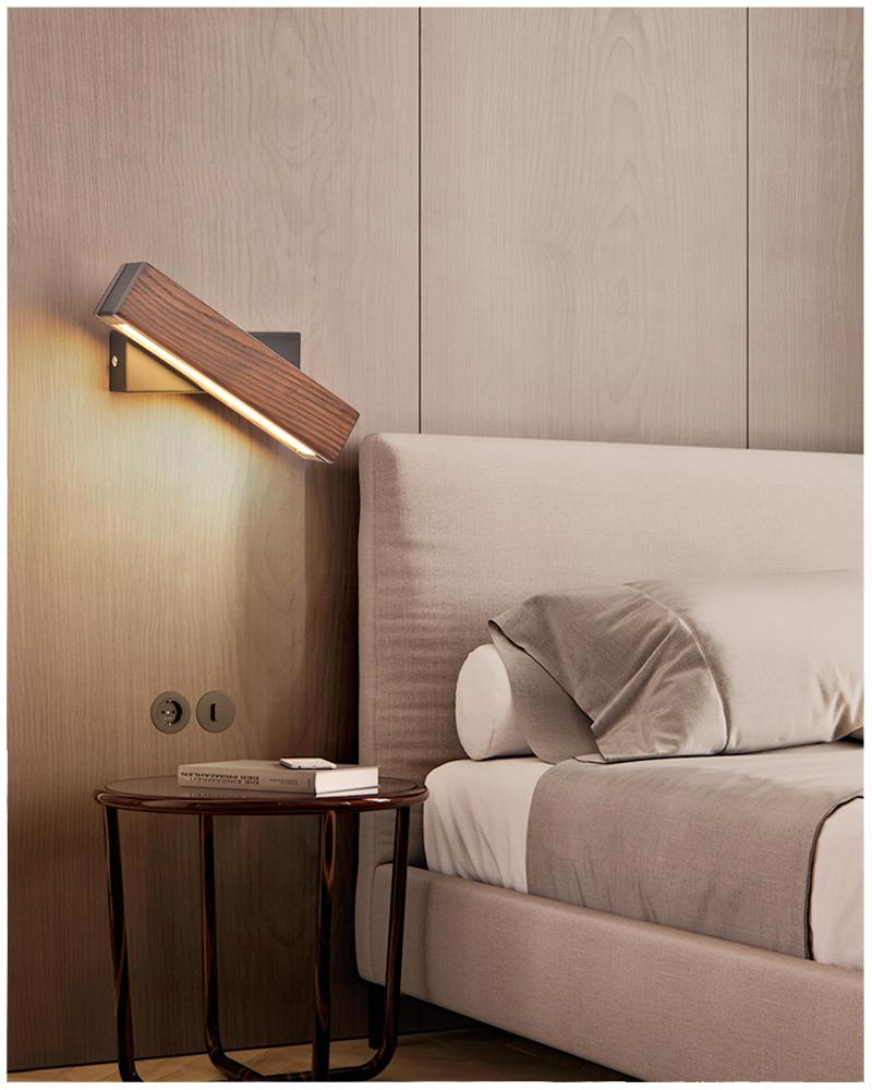 Drewniana lampa ścienna LED z funkcją obrotu - Twilight Pivot-Ciemne Drewno-Klein - 21 x 5 cm-Trend Polska
