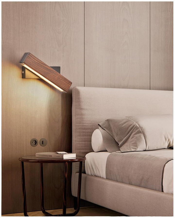 Drewniana lampa ścienna LED z funkcją obrotu - Twilight Pivot-Ciemne Drewno-Klein - 21 x 5 cm-Trend Polska