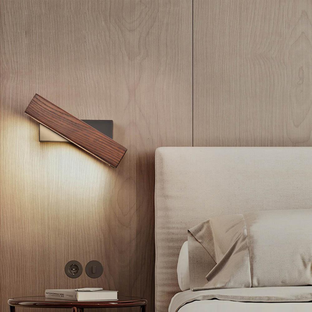 Drewniana lampa ścienna LED z funkcją obrotu - Twilight Pivot-Ciemne Drewno-Klein - 21 x 5 cm-Trend Polska