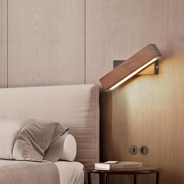 Drewniana lampa ścienna LED z funkcją obrotu - Twilight Pivot-Ciemne Drewno-Klein - 21 x 5 cm-Trend Polska