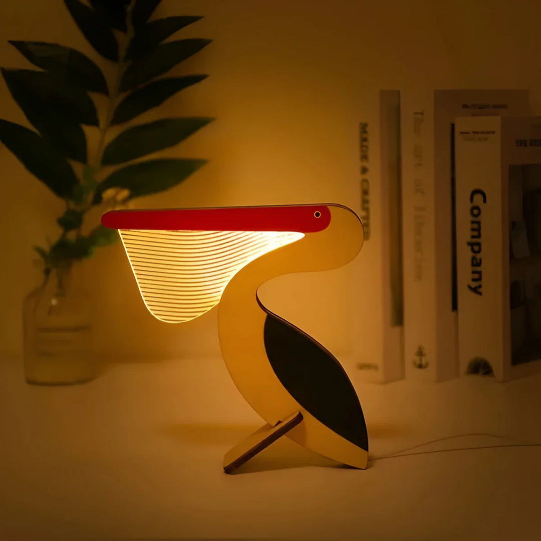 Drewniana lampa stołowa - WildGlow-Pelikan-Trend Polska