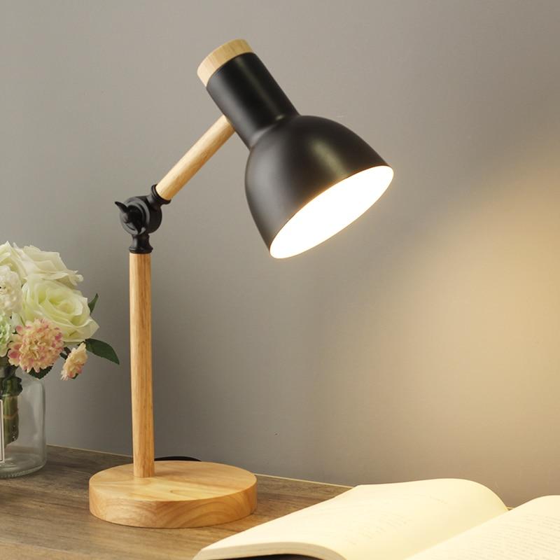 Drewniana skandynawska lampa stołowa - LumiNord-Czarny-Trend Polska