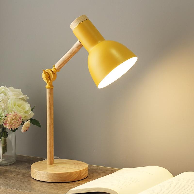 Drewniana skandynawska lampa stołowa - LumiNord-Żółty-Trend Polska