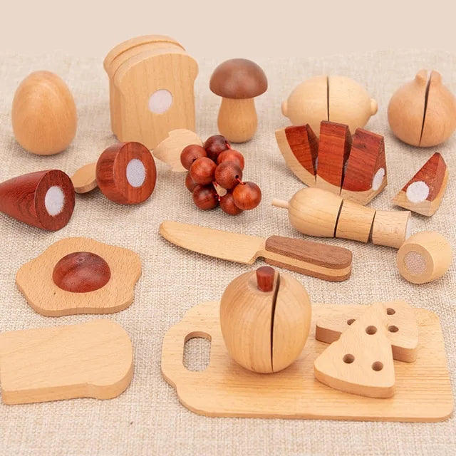 Drewniane zabawki do kuchni – CooknTimber-Artykuły spożywcze z deską do krojenia-Trend Polska