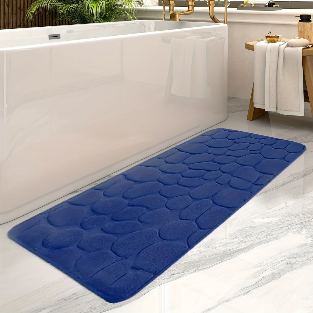 Duża matka łazienkowa w paski - Aurora-Niebieski-50x120cm-Trend Polska