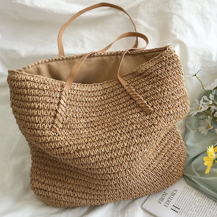 Duża torba na ramię z mocnym paskiem - TerraWoven-brązowy-Trend Polska
