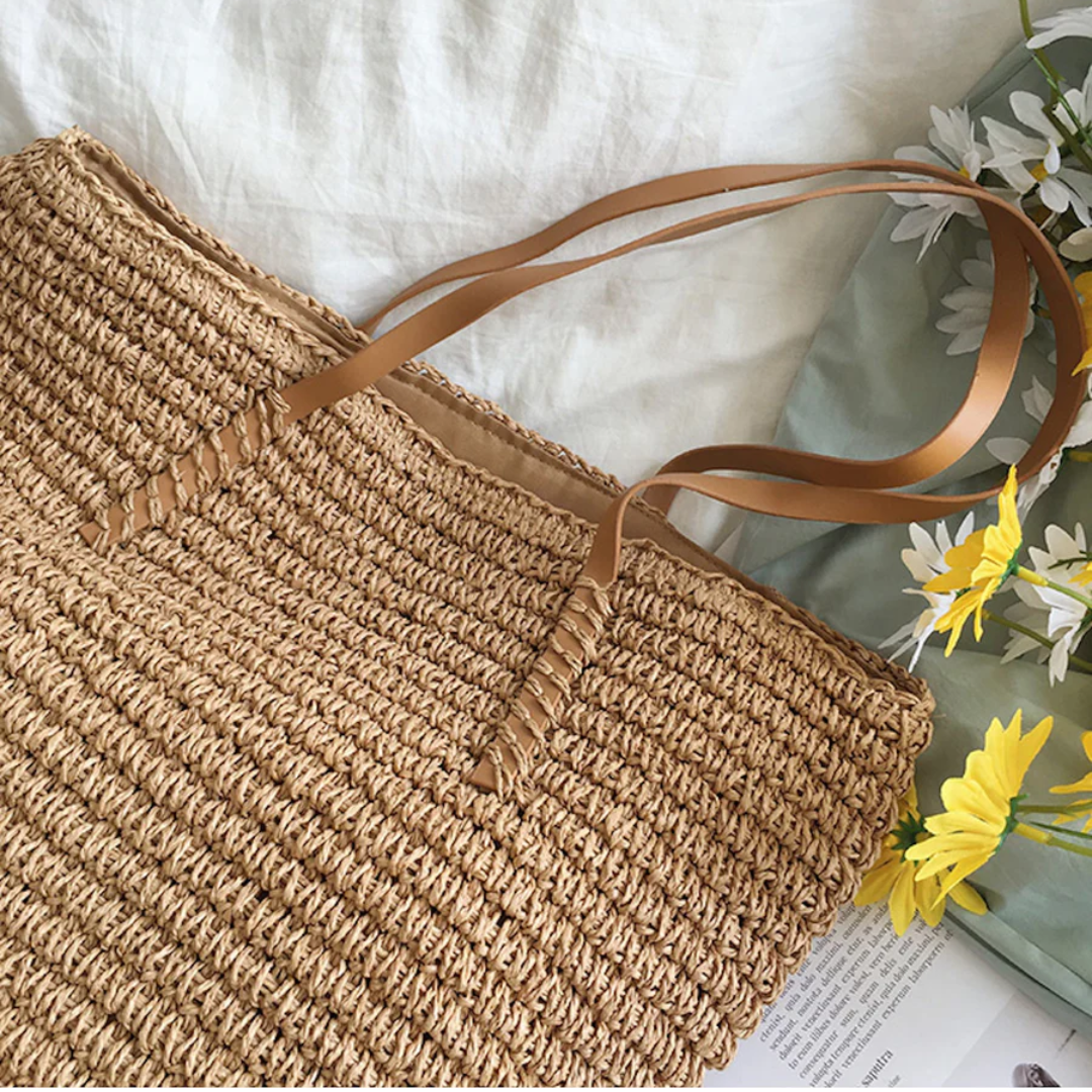 Duża torba na ramię z mocnym paskiem - TerraWoven-brązowy-Trend Polska