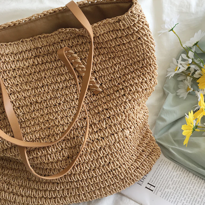 Duża torba na ramię z mocnym paskiem - TerraWoven-brązowy-Trend Polska