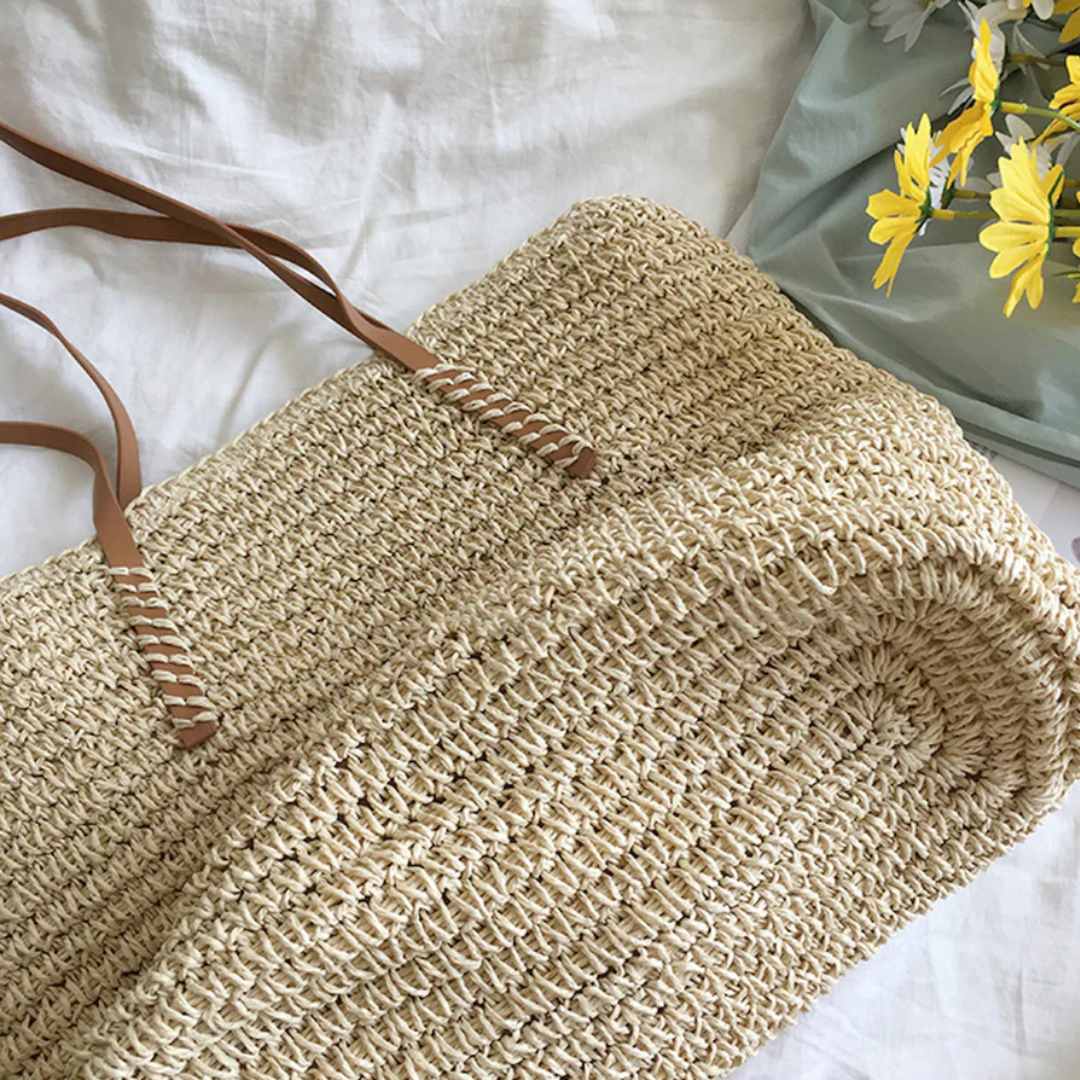 Duża torba na ramię z mocnym paskiem - TerraWoven-brązowy-Trend Polska