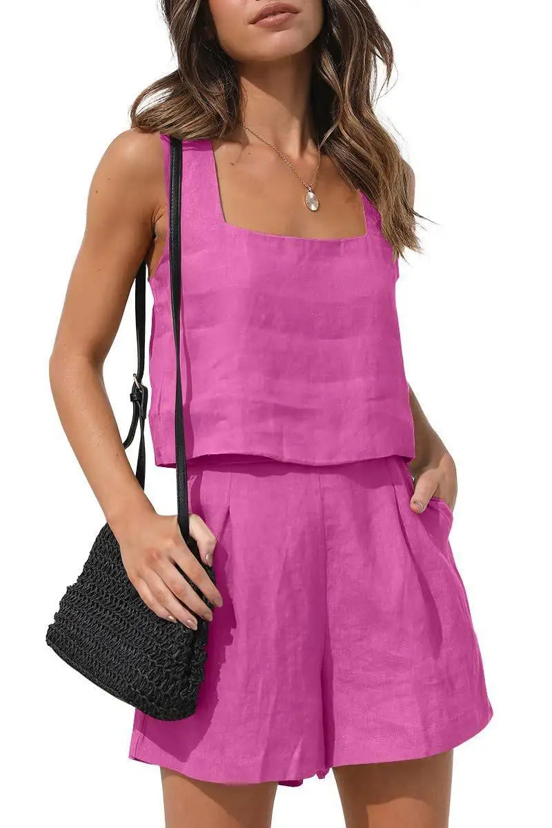 Dwuczęściowy letni outfit ze stylem – Emilia-Różowy-S-Trend Polska