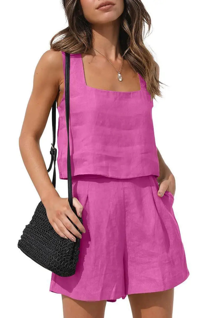 Dwuczęściowy letni outfit ze stylem – Emilia-Różowy-S-Trend Polska