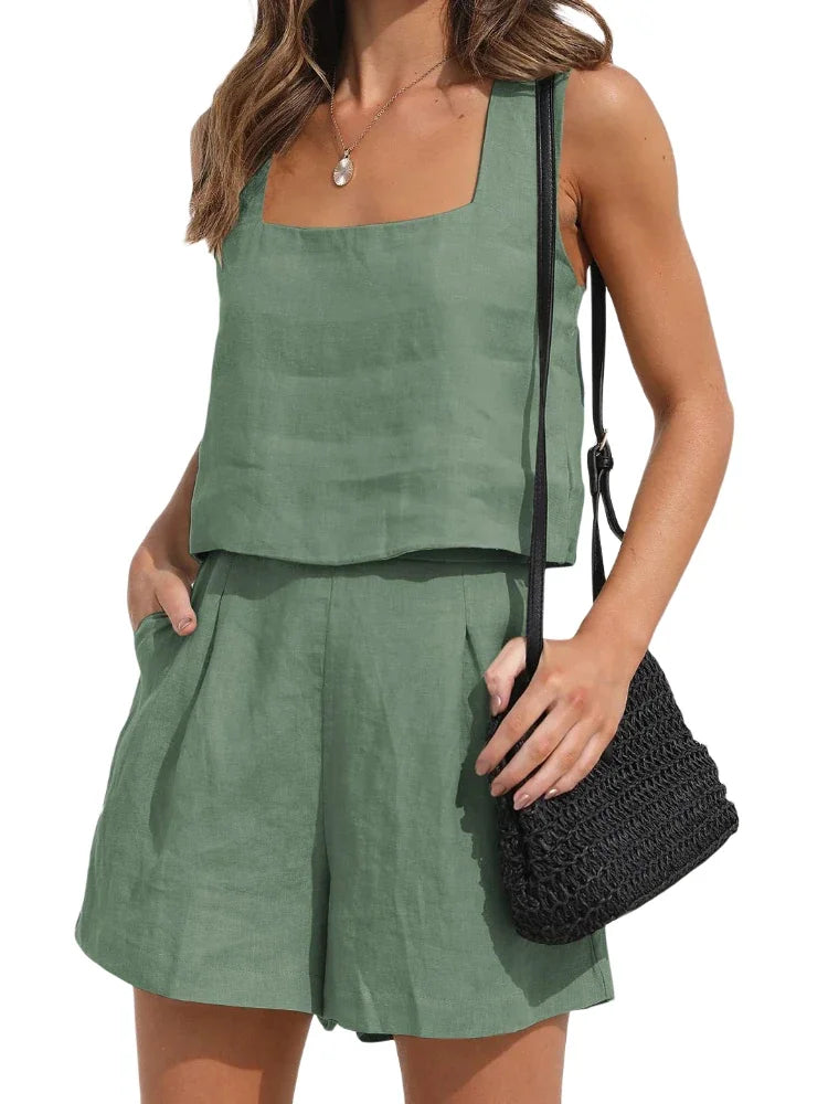 Dwuczęściowy letni outfit ze stylem – Emilia-Zielony-S-Trend Polska