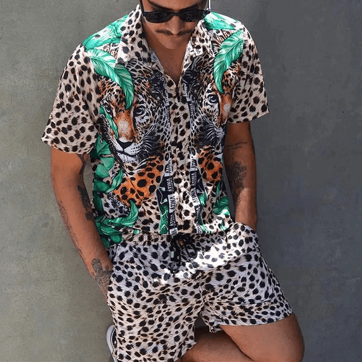 Dwuczęściowy letni zestaw męski z nadrukiem patchwork – Malik-Styl 4-M-Trend Polska