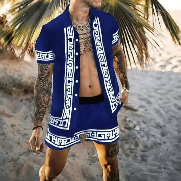 Dwuczęściowy letni zestaw męski z nadrukiem patchwork – Malik-Styl 6-M-Trend Polska