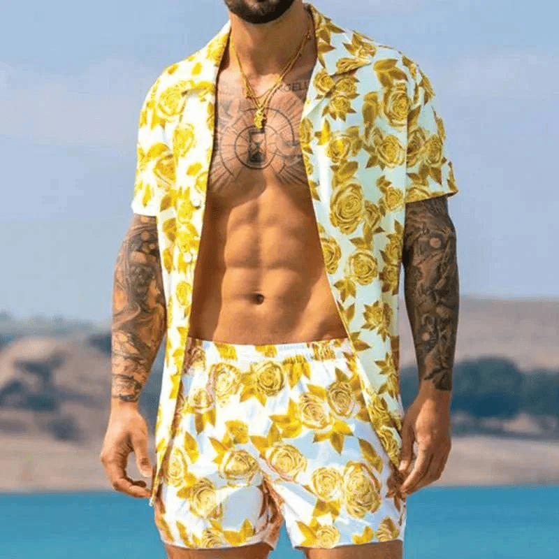 Dwuczęściowy letni zestaw męski z nadrukiem patchwork – Malik-Styl 7-M-Trend Polska