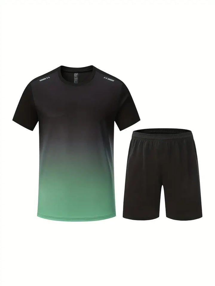 Dwuczęściowy oddychający męski zestaw sportowy – Jarek (kup 1, otrzymaj 1 gratis)-Czarny-Zielony-S-Trend Polska