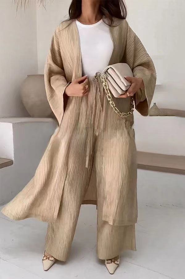 Dwuczęściowy zestaw relax z kamizelką i spodniami – Alizéa-Khaki-S-Trend Polska