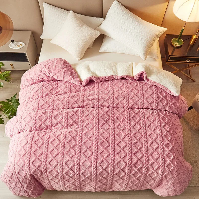 Dwustronna poszwa na kołdrę w kaszmirowym wyglądzie - VelvetWarm-Różowy-100x150cm-Trend Polska