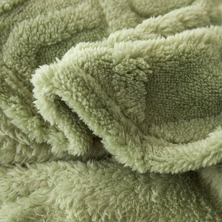 Dwustronny Gruby Wełniany Koc - CozyLuxe-Zielony-70x100cm-Trend Polska
