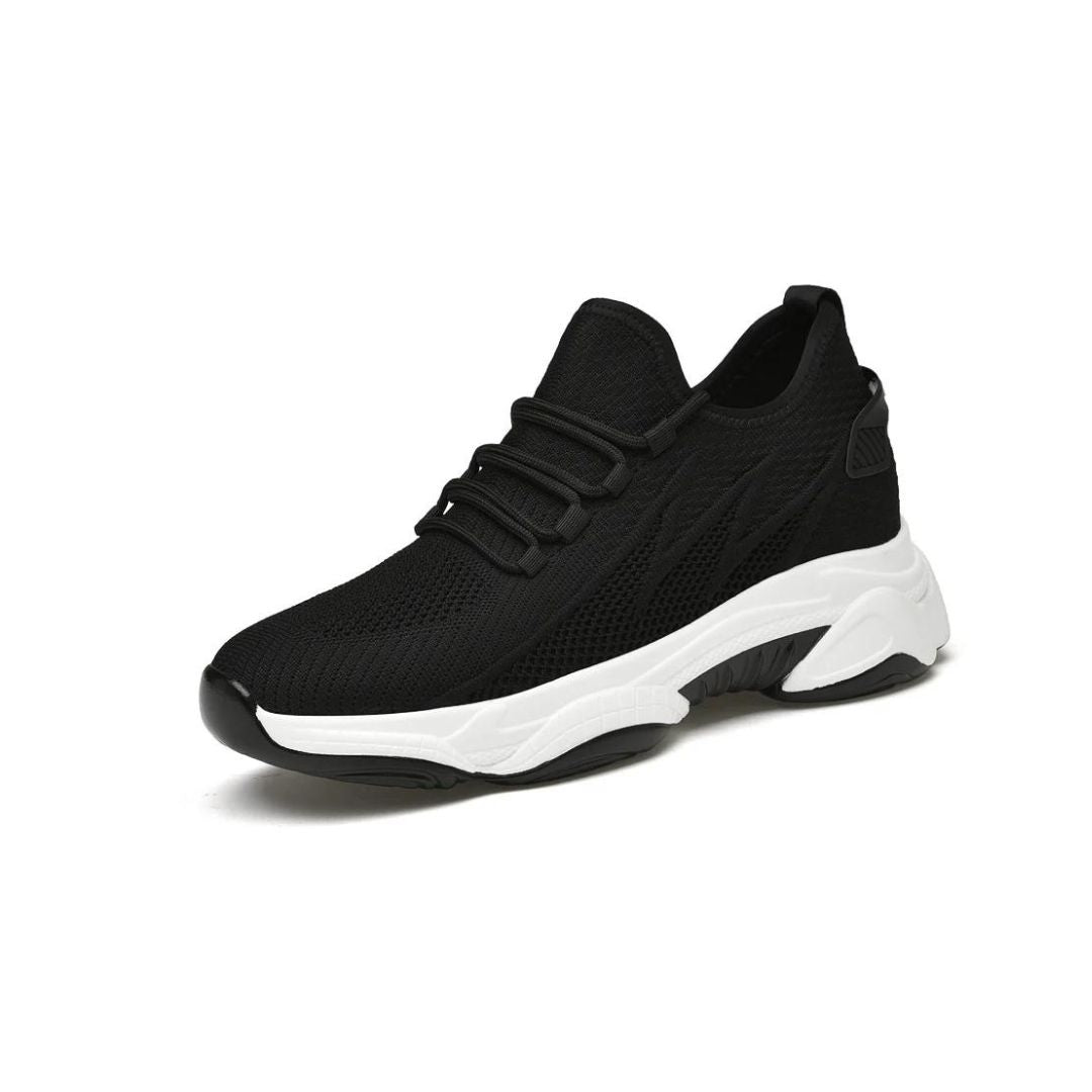 Dyskret zwiększające męskie sneakersy z stylem – MaxLift Boost-Czarny+10CM-37-Trend Polska