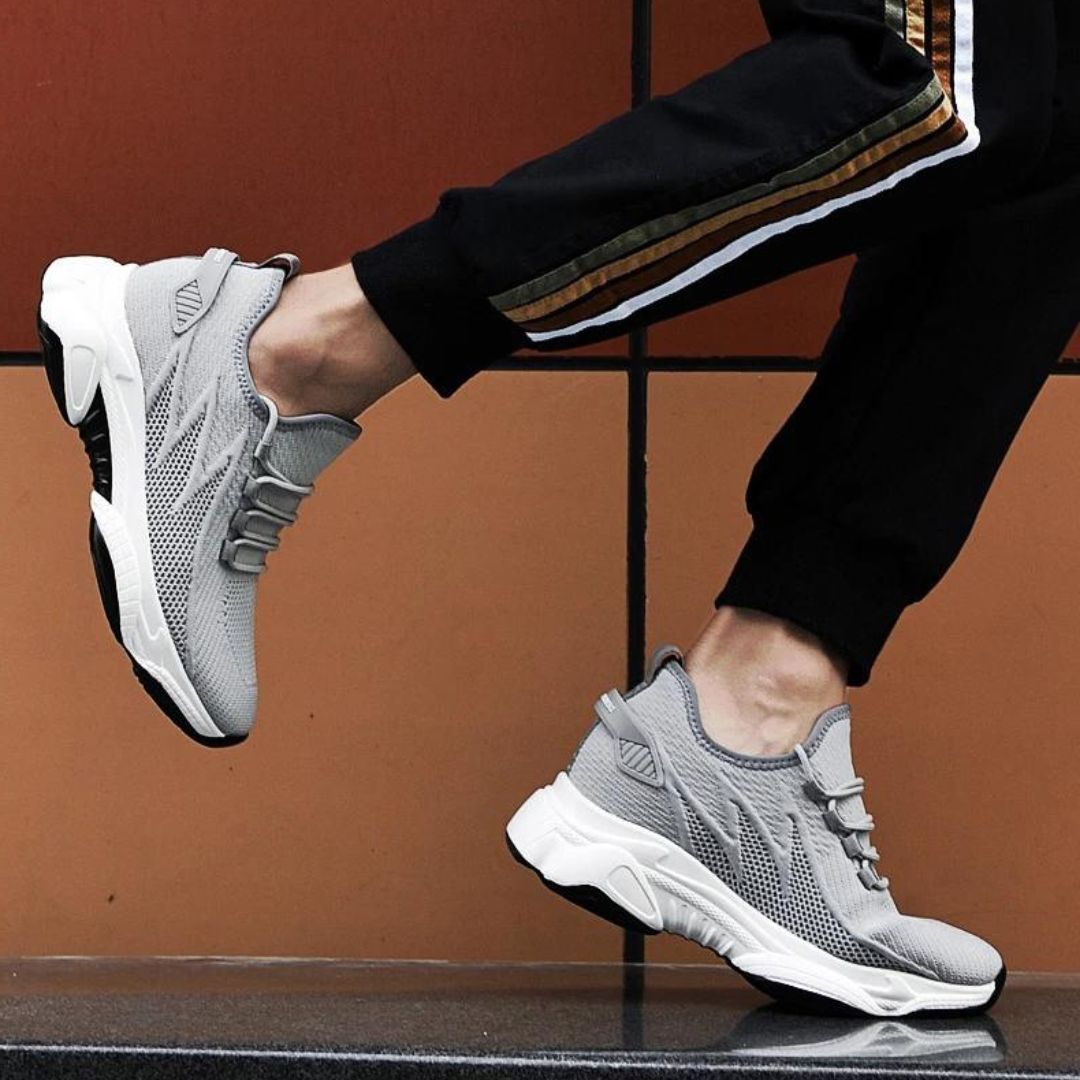Dyskret zwiększające męskie sneakersy z stylem – MaxLift Boost-Biały+10CM-37-Trend Polska