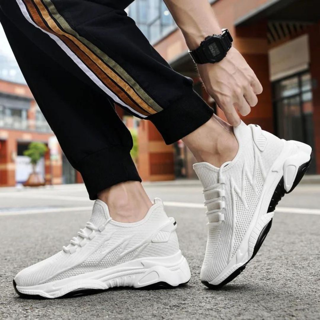 Dyskret zwiększające męskie sneakersy z stylem – MaxLift Boost-Biały+10CM-37-Trend Polska