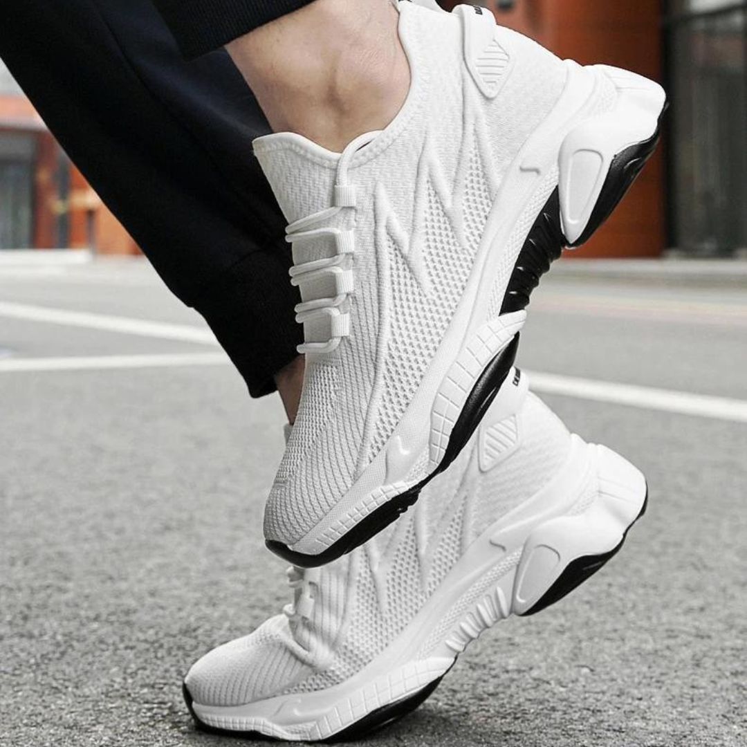 Dyskret zwiększające męskie sneakersy z stylem – MaxLift Boost-Biały+10CM-37-Trend Polska