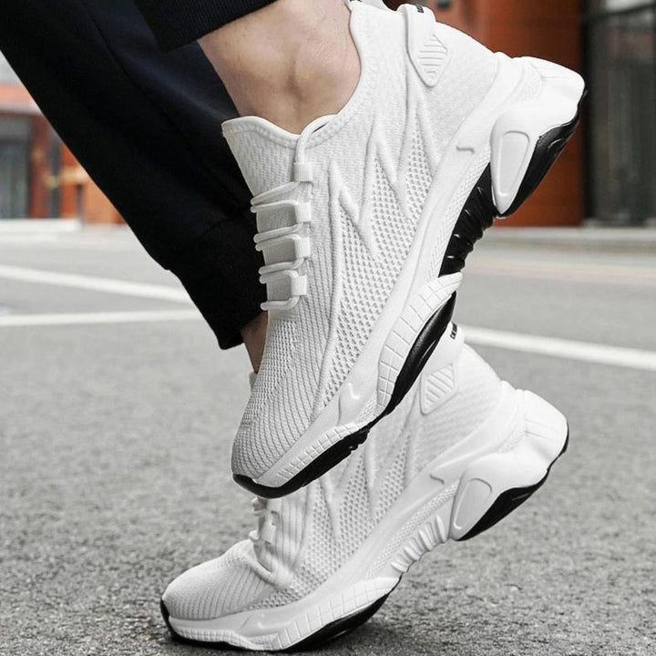 Dyskret zwiększające męskie sneakersy z stylem – MaxLift Boost-Biały+10CM-37-Trend Polska