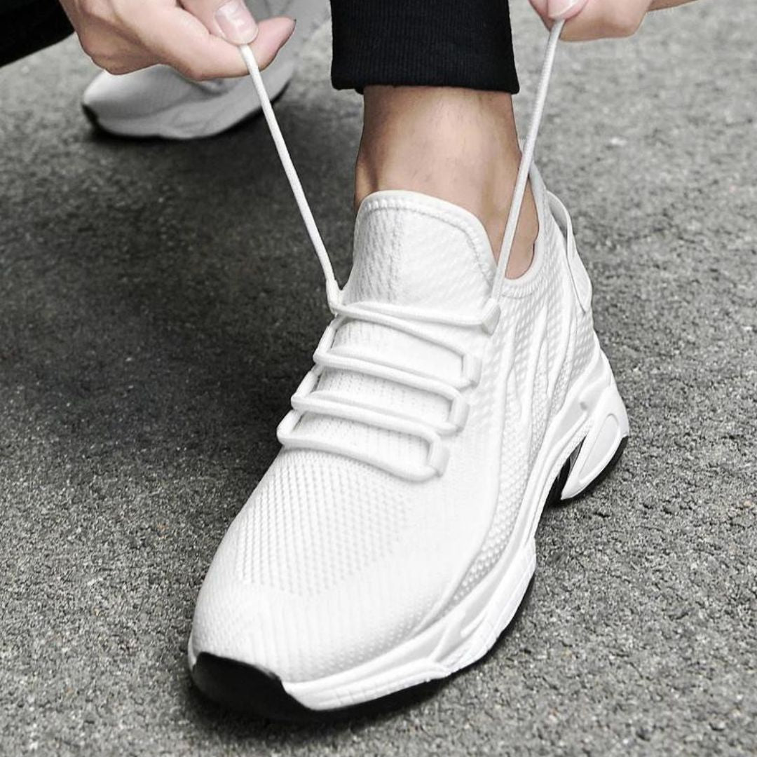 Dyskret zwiększające męskie sneakersy z stylem – MaxLift Boost-Biały+10CM-37-Trend Polska