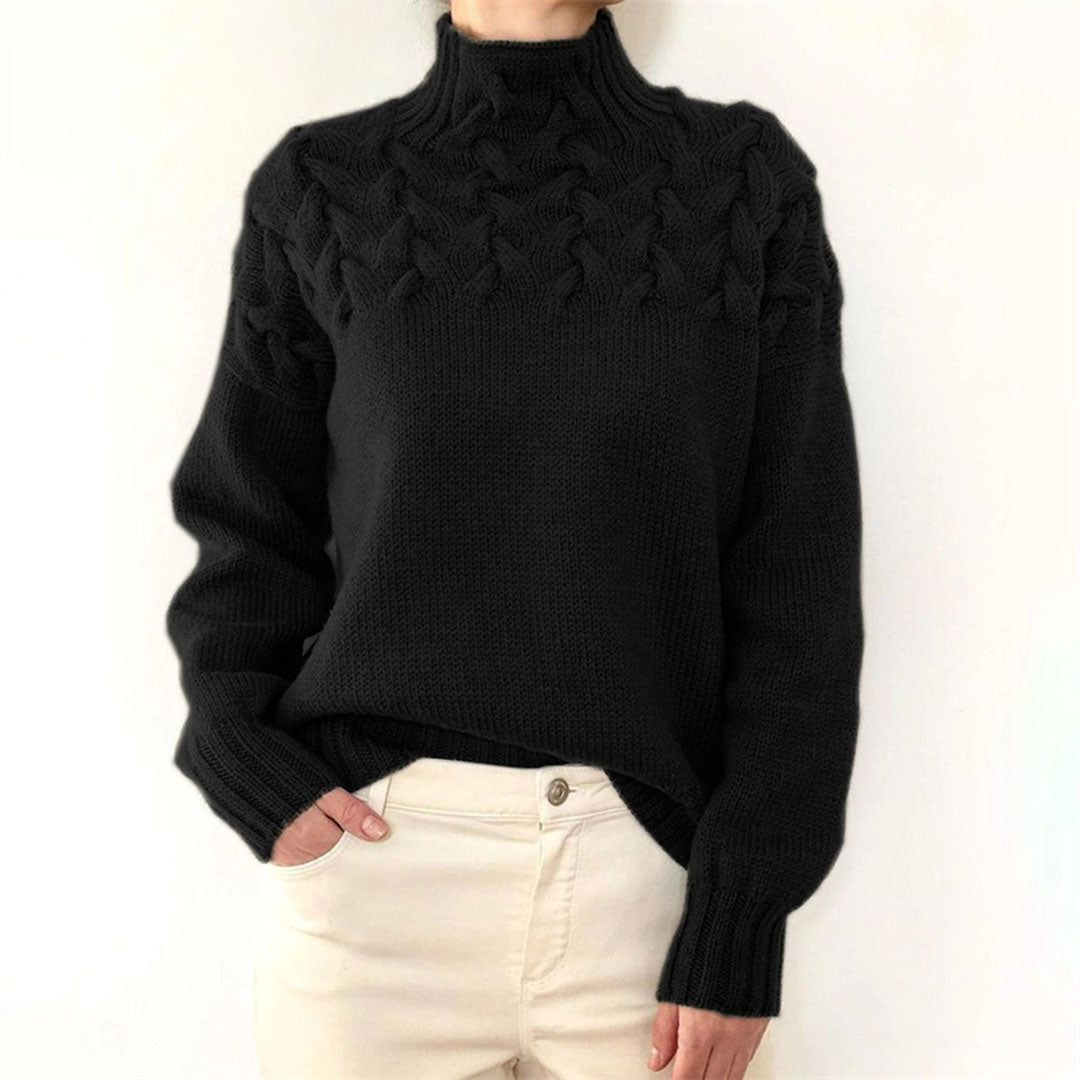 Dzianinowy sweter damski - Isabelle-Czarny-S-Trend Polska