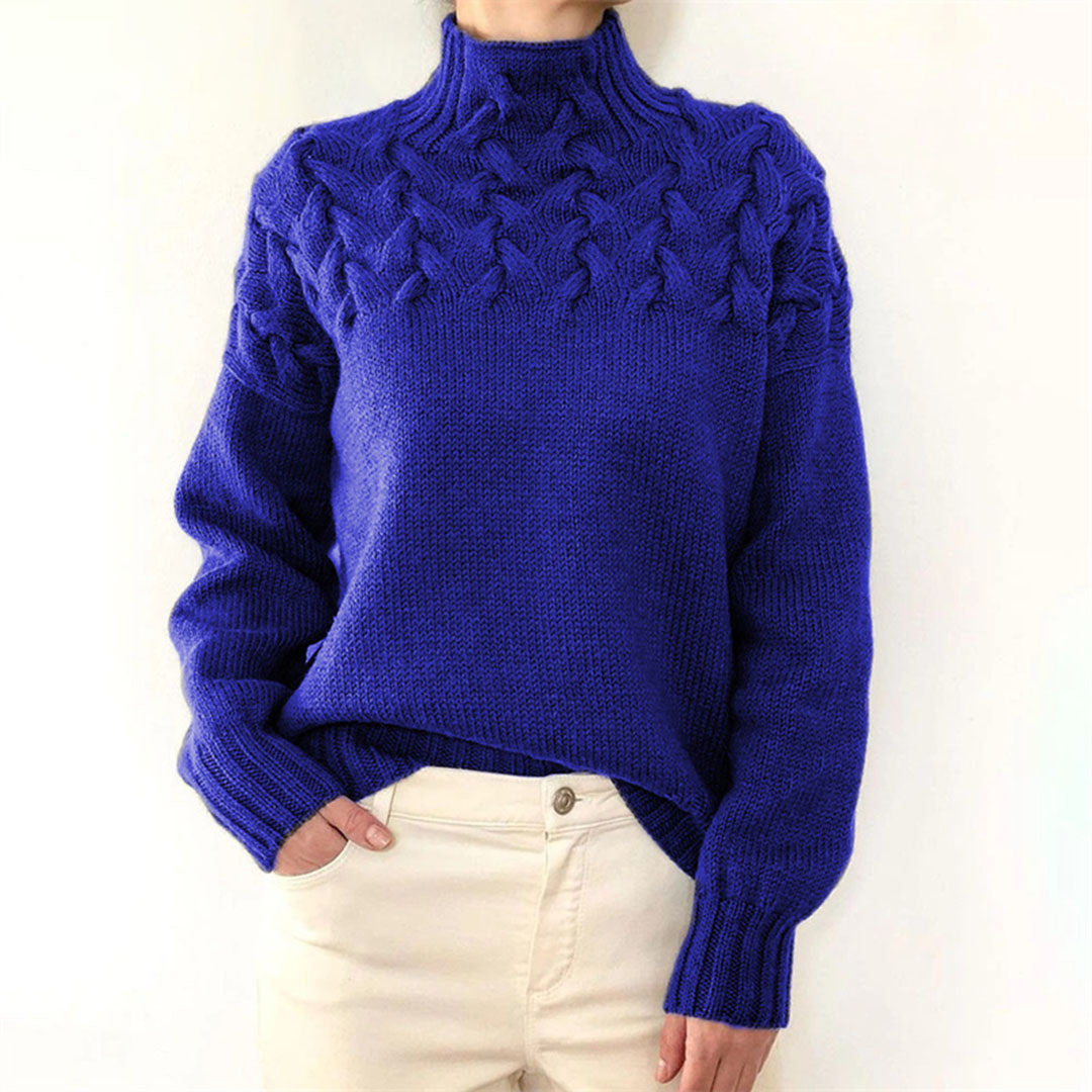 Dzianinowy sweter damski - Isabelle-Niebieski-S-Trend Polska